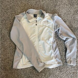 Women’s white and gray North Face medium jacket